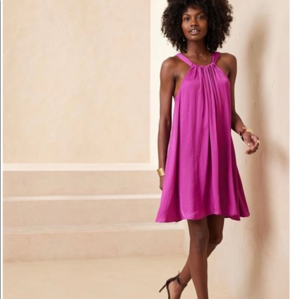 NWT Pink tie-back silk mini dress